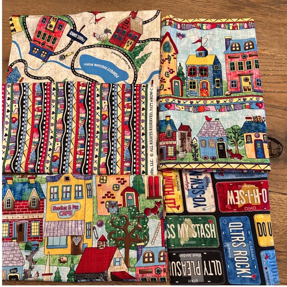 Timeless Treasures Quilting Fabric Bundle 5 Pieces 1/2 Yard Each Sewing Theme